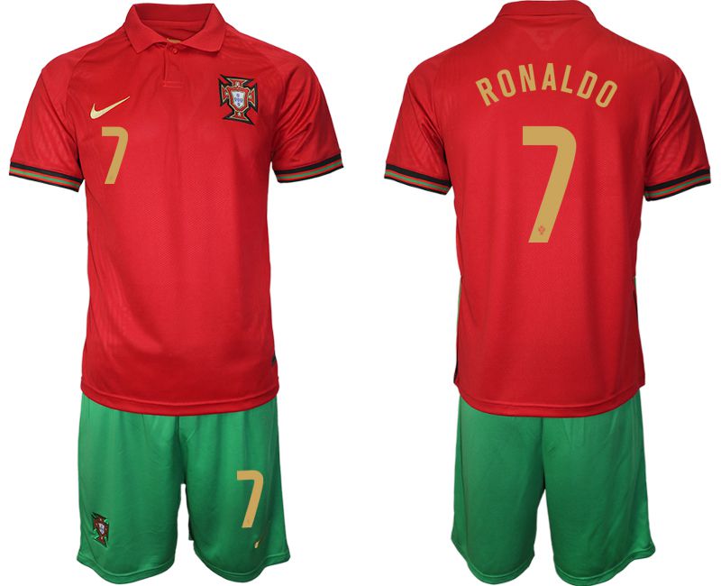 Men 2020-2021 European Cup Portugal home red #7 Nike Soccer Jerseys->portugal jersey->Soccer Country Jersey